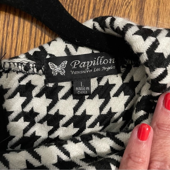 Papillon Mid Length Women's Dress Houndstooth Cowlneck Size Large - Picture 2 of 11